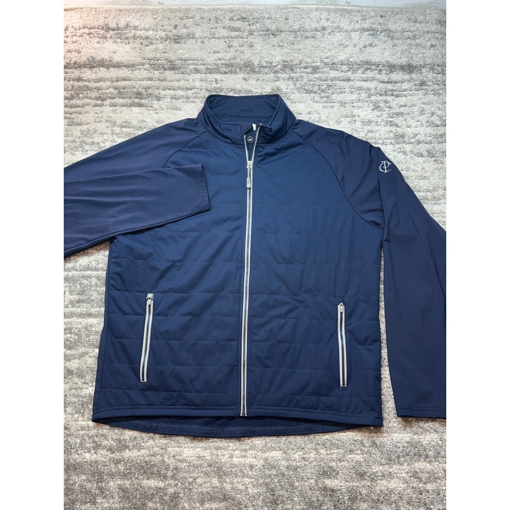 Peter Millar Jacket Mens L Blue Full Zip Hybrid Quilted MS19EZ50 Golf